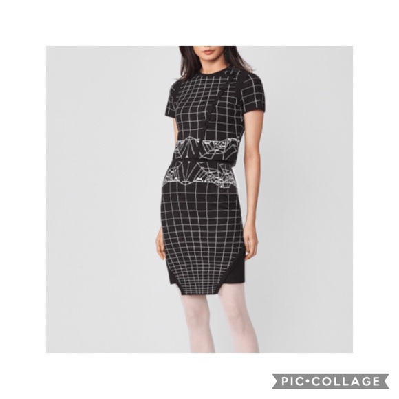 NWT Unique black & white body hugging Grid Knit Skirt - Picture 2 of 4